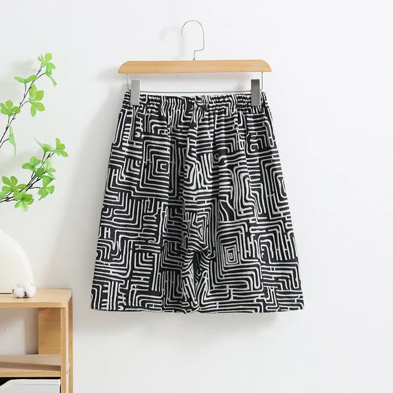 Pyjama-Shorts mit Greek-Key-Print