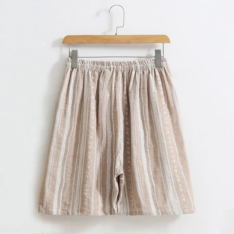 Pyjamashorts aus gestreiftem Jacquard-Baumwollleinen