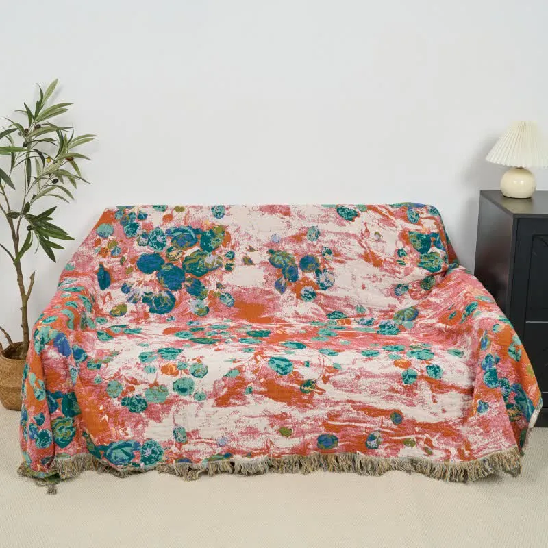 Sofadecke aus Baumwollgaze „Artistic Rose“