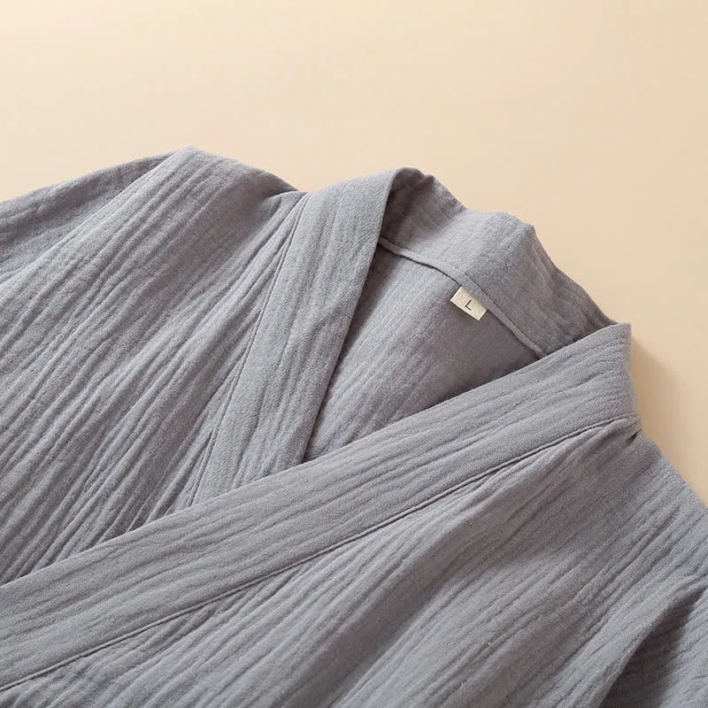 Unisex-Kimono-Pyjama-Set aus einfarbiger Baumwollgaze