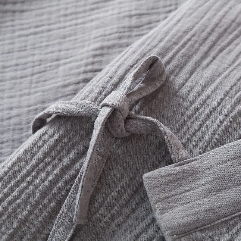 Unisex-Kimono-Pyjama-Set aus einfarbiger Baumwollgaze