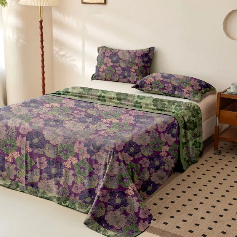 Tagesdecke aus Baumwollgaze-Jacquard mit Pfirsichblütenmuster