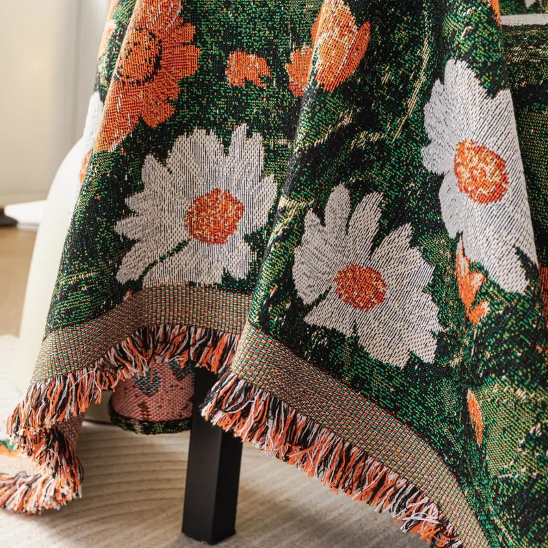 Chenille-Sofadecke mit Gänseblümchen-Jacquardmuster