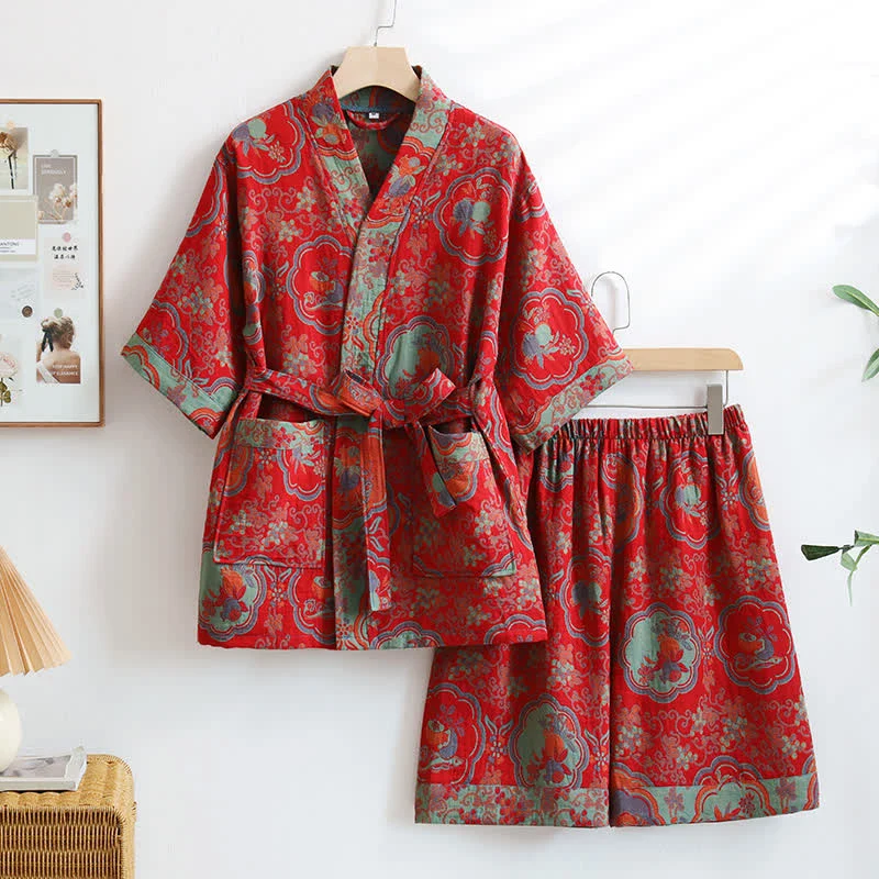 Unisex-Loungewear aus Baumwolle mit orientalischem Blumenmuster
