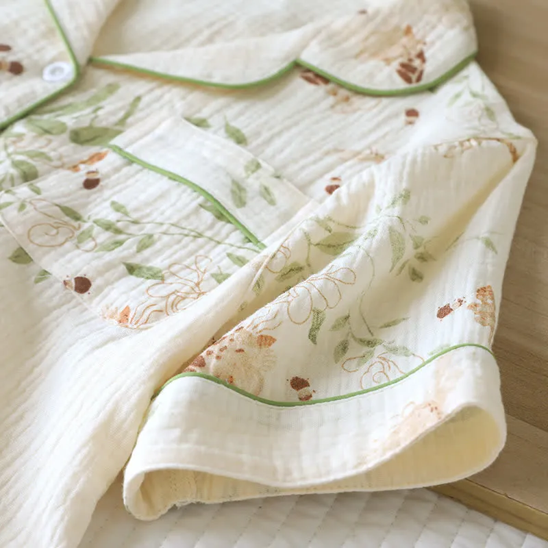 Pyjama-Set aus Baumwolle mit Schmetterlings- und Blattmuster