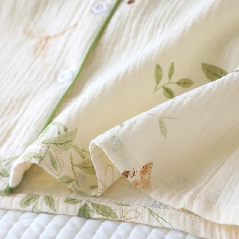 Pyjama-Set aus Baumwolle mit Schmetterlings- und Blattmuster