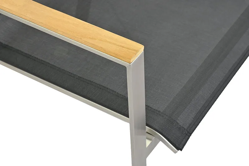 ZEO LIVING Chelsea Stapelstuhl Edelstahl black m. Teakarm