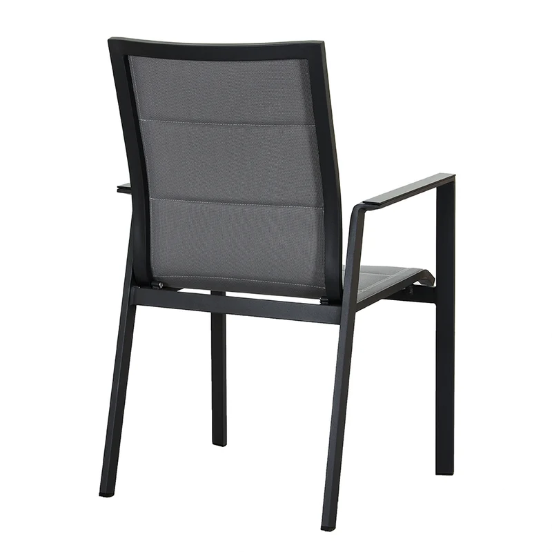 ZEO LIVING Chelsea Stapelstuhl Alu silver/black gepaddet m. Aluarm