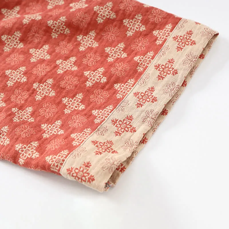 Roter geometrischer Kimono aus Baumwolle für Unisex