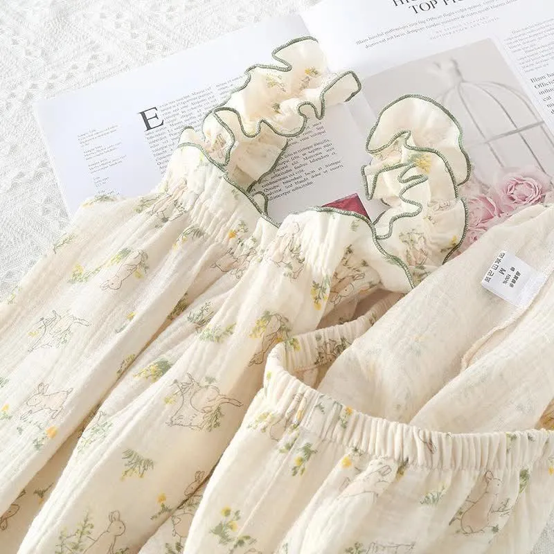 Rustic Bunny – Camisole-Pyjama aus Baumwolle mit Rüschen