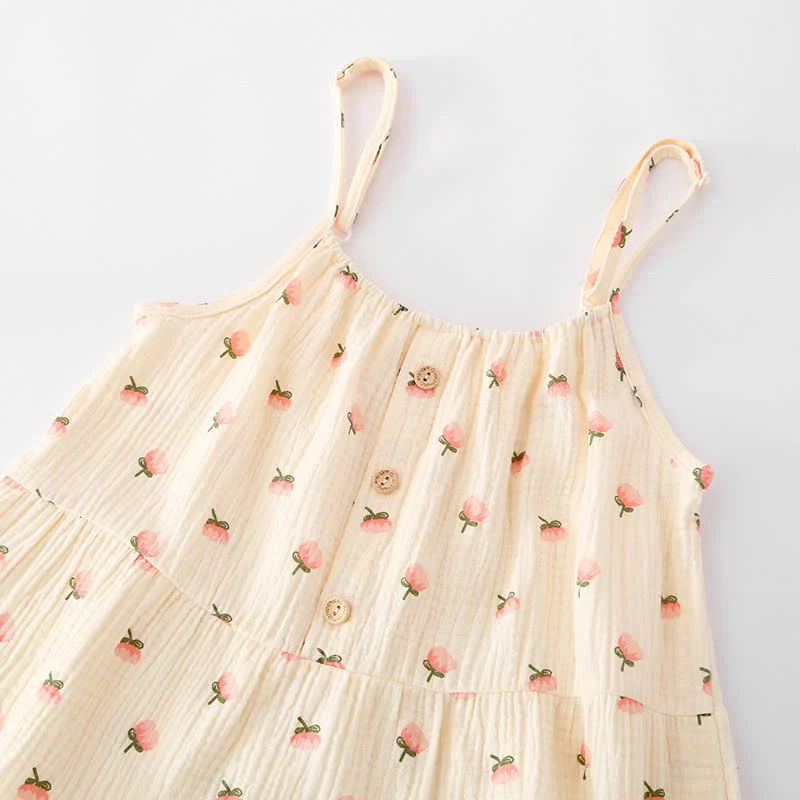 Pyjama mit Rüschen aus Baumwollgaze mit Kapok-Blumen