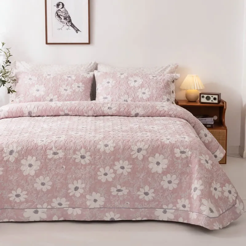 Baumwollsteppdecke im Landhausstil mit Blumenmuster