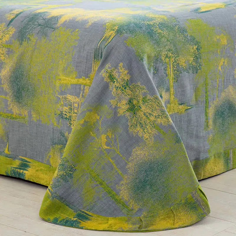 Bettwäscheset aus Baumwollgaze-Jacquard mit Baummuster (4-teilig)