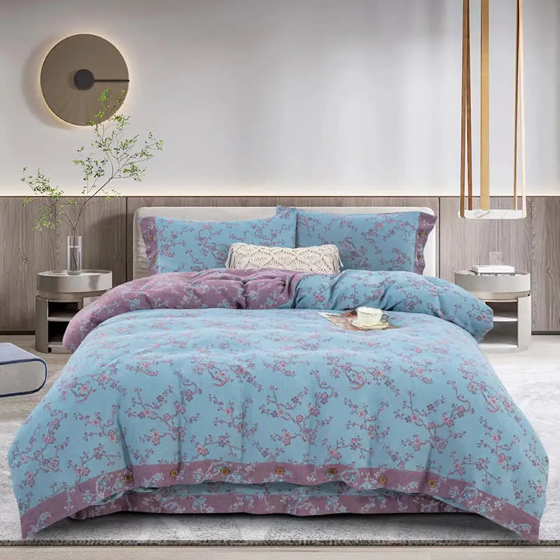Wintersweet Baumwollgaze-Jacquard-Bettwäscheset (4-teilig)