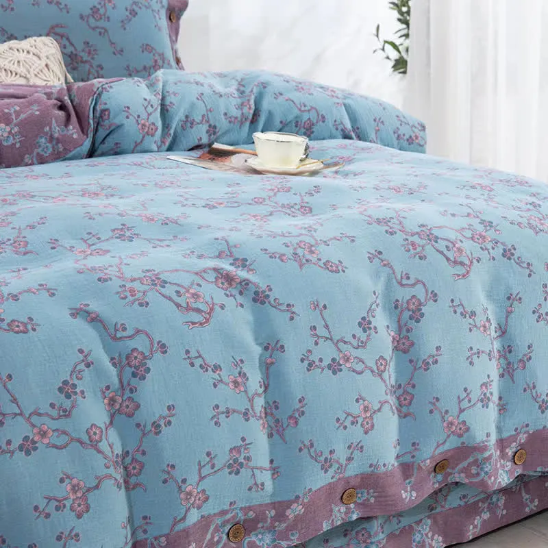 Wintersweet Baumwollgaze-Jacquard-Bettwäscheset (4-teilig)