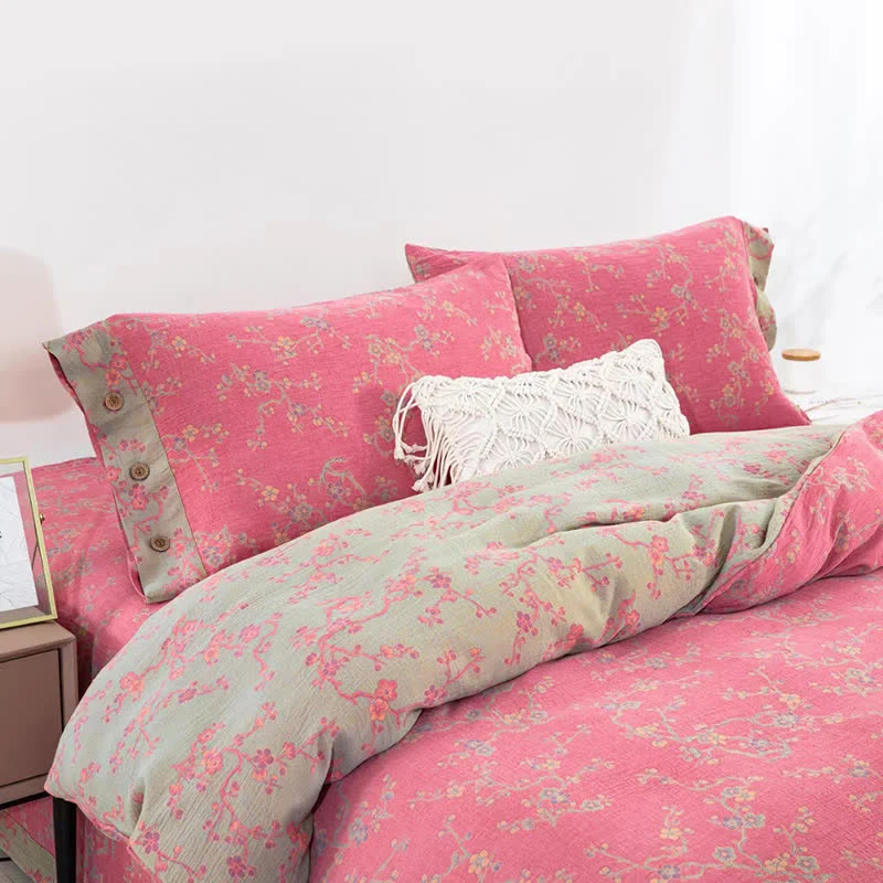 Wintersweet Baumwollgaze-Jacquard-Bettwäscheset (4-teilig)
