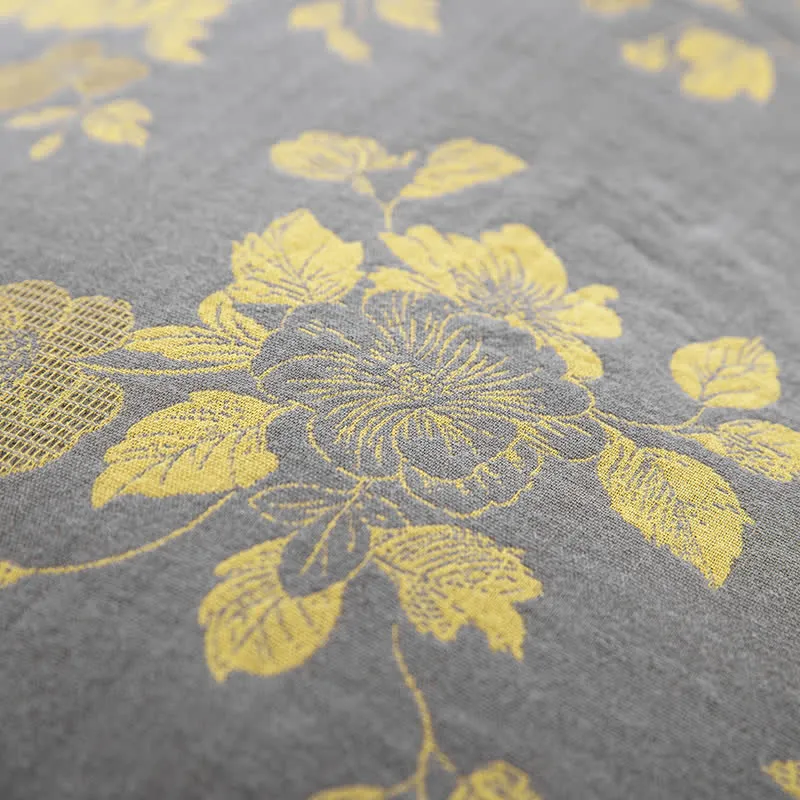 Rustikales Jacquard-Bettwäscheset aus Baumwollgaze mit Blumenmuster (4-teilig)