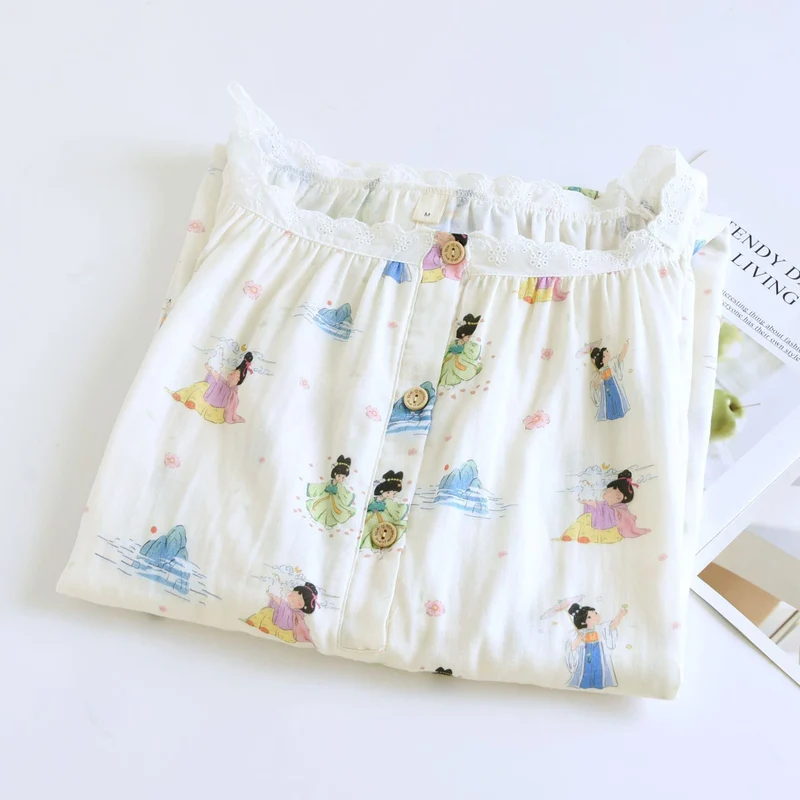 Orientalisches Nachthemd mit Cartoon-Prinzessin aus Baumwolle und Spitze
