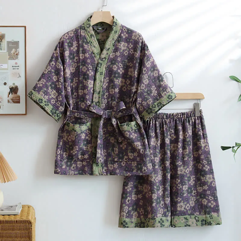 Unisex-Kimono aus Baumwolle mit Kirschblütenmotiv