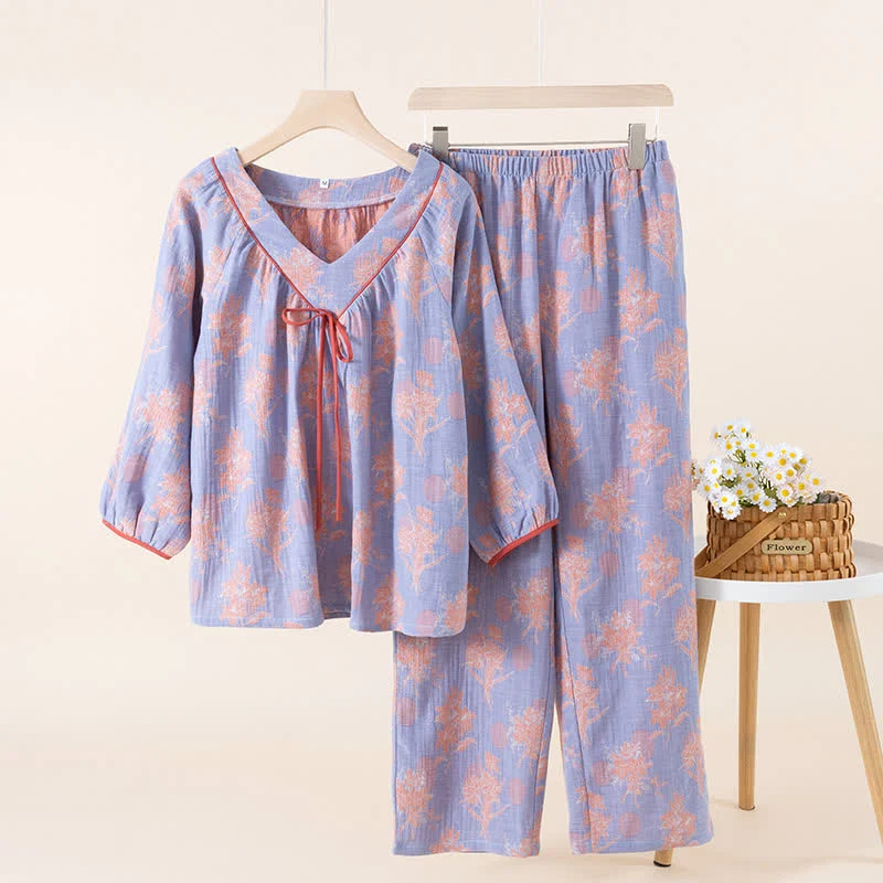 Oriental Lily – Nachtwäsche-Set aus Baumwollgaze
