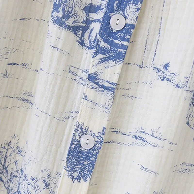 Nachthemd aus Baumwollgaze mit Toile-Print