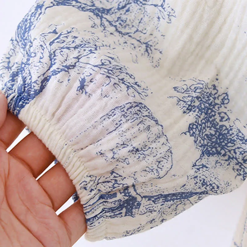 Nachthemd aus Baumwollgaze mit Toile-Print