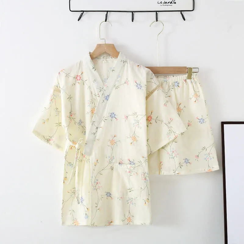 Geblümter Kimono aus Baumwollgaze