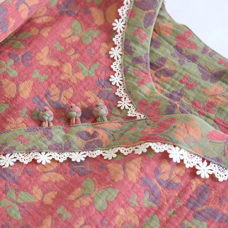 Pyjama-Set mit Schmetterlingsmotiv und Baumwollgaze-Jacquardmuster