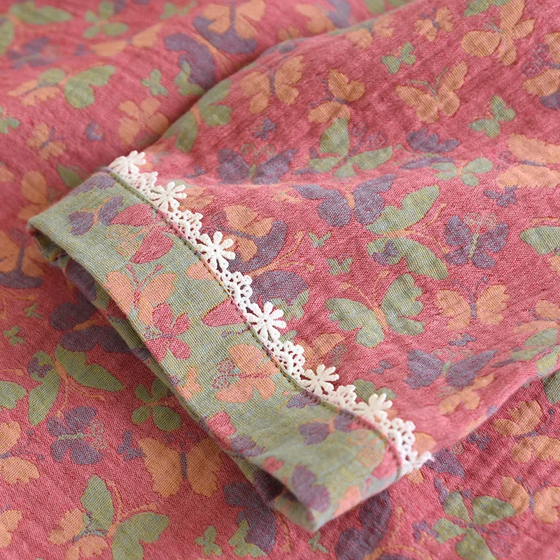 Pyjama-Set mit Schmetterlingsmotiv und Baumwollgaze-Jacquardmuster