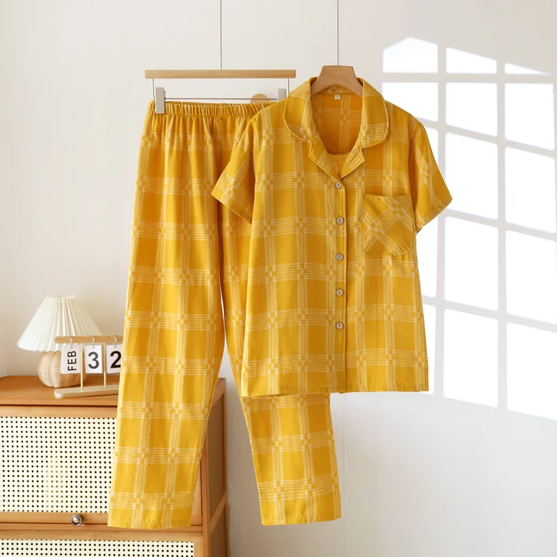 Unisex-Loungewear-Set aus karierter, garngefärbter Baumwolle