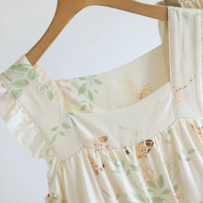 Gepolstertes Loungewear-Set mit Blumen- und Schmetterlings-Rüschen