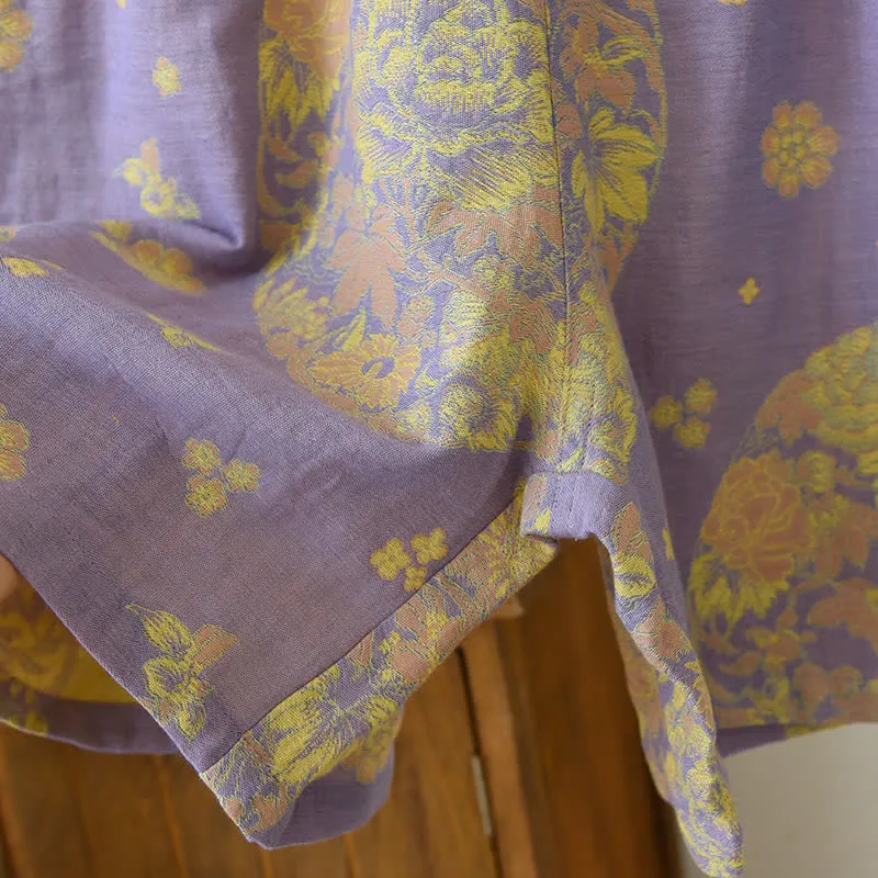Pyjama-Set aus Baumwollgaze mit V-Ausschnitt und Vintage Blossom