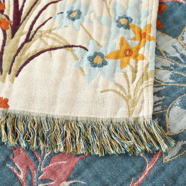 Wendesteppdecke aus Baumwollgaze mit ländlichem Blumenmuster