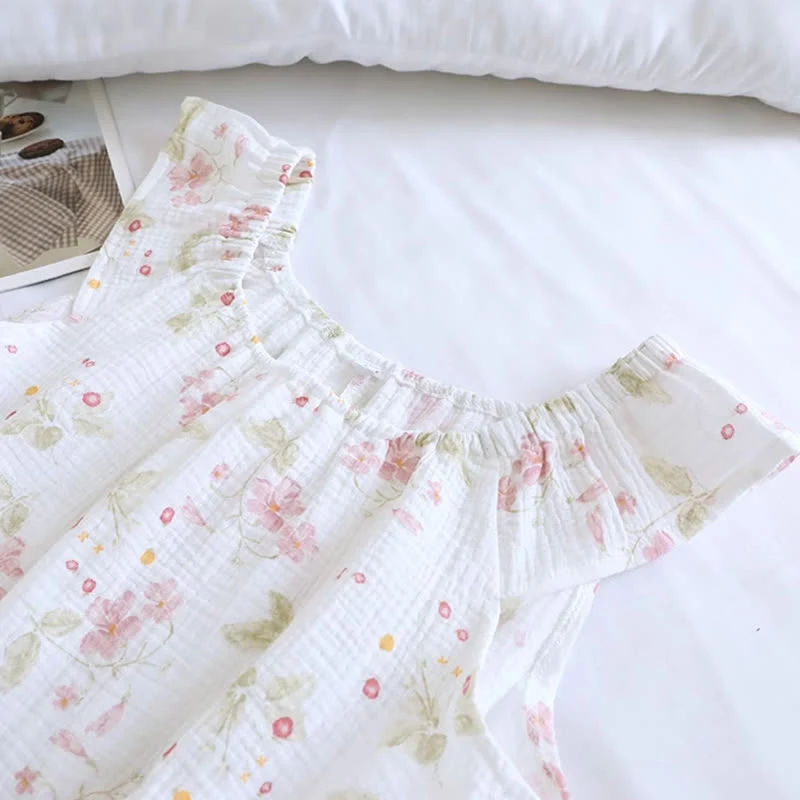 Loungewear-Set mit Kirschblüten-Print und Flatterärmeln