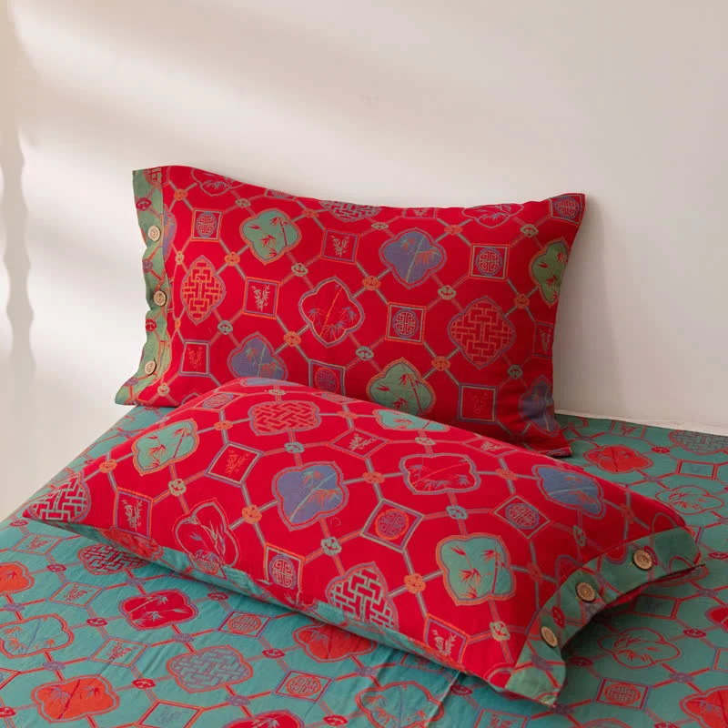 Wende-Bettdecke aus doppellagigem, garngefärbtem Jacquard aus Vintage-Baumwolle