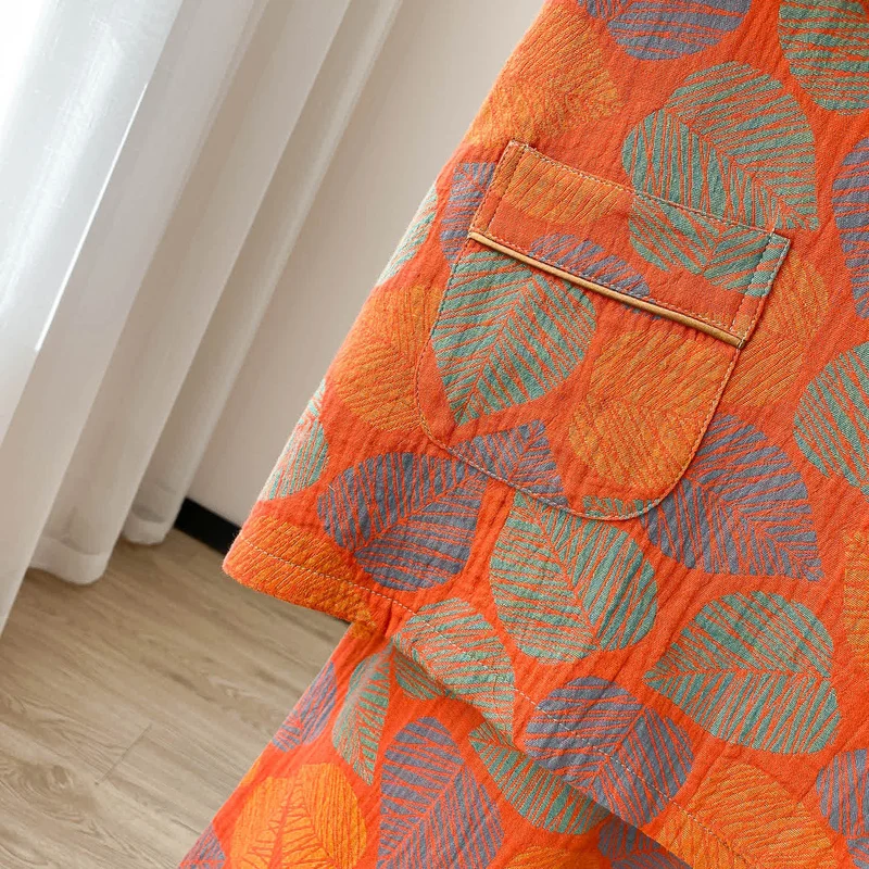 Loungewear-Set mit kurzen Ärmeln und Vintage-Jacquardmuster in Übergröße