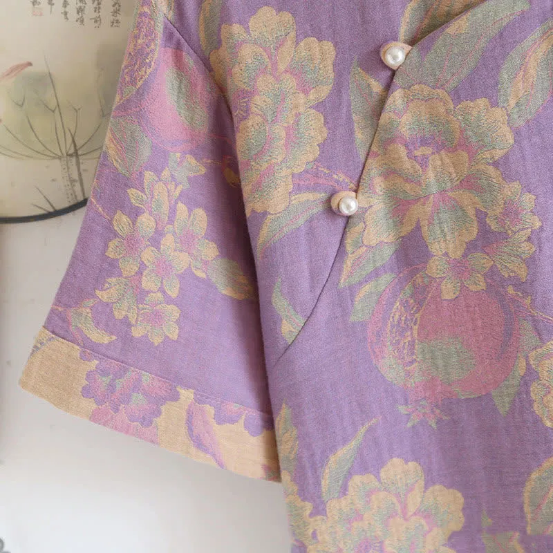 Retro-Loungewear-Set aus garngefärbter Baumwolle mit kurzen Ärmeln
