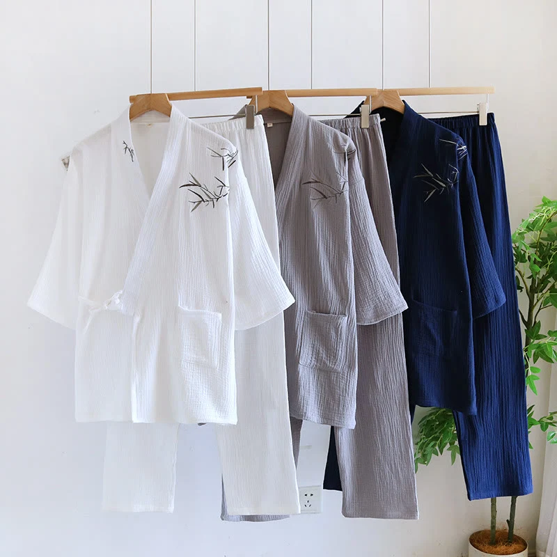 Unisex Kimono-Pyjama-Set aus Bambus-Jacquard