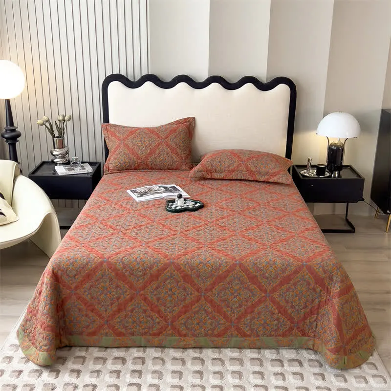 Garngefärbte, gesteppte Bettdecke aus Jacquard-Baumwolle