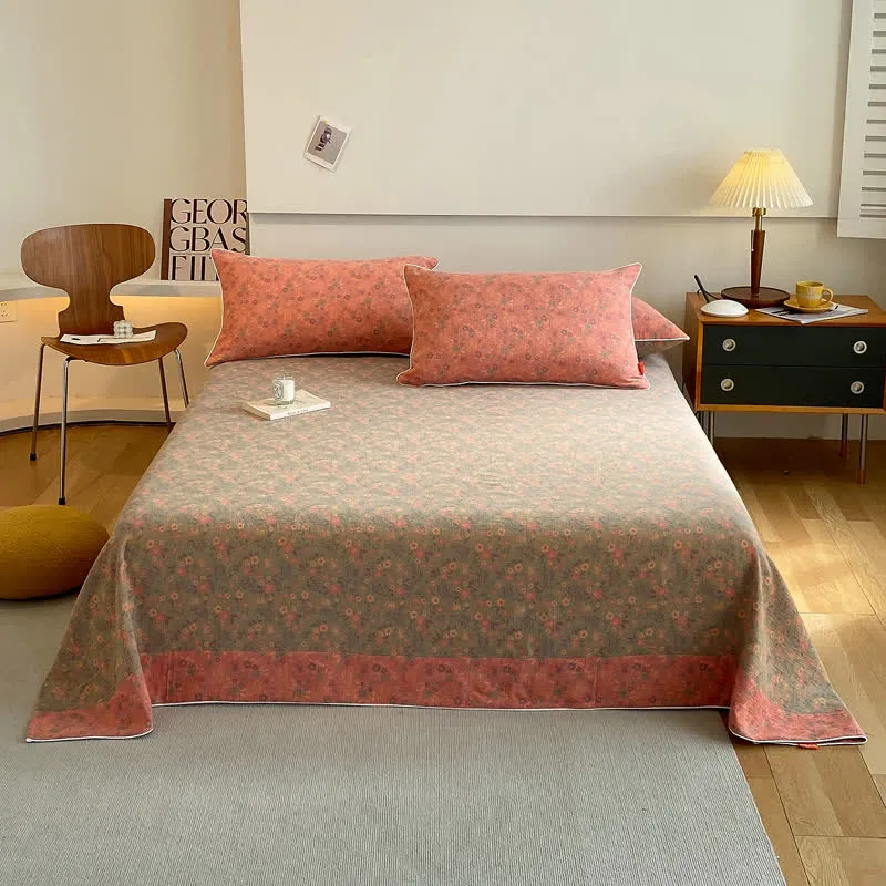 Doppellagige Baumwollgaze-Bettdecke mit Vintage-Blumenmuster