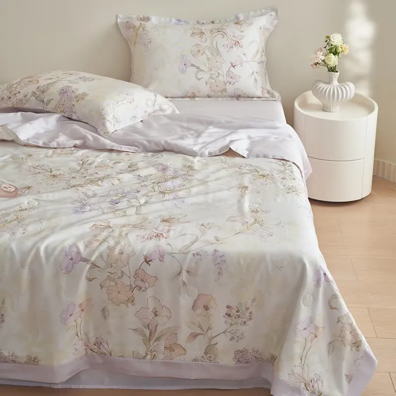 Weiches Sommer-Bettwäscheset mit frischem Blumenmuster (4-teilig)
