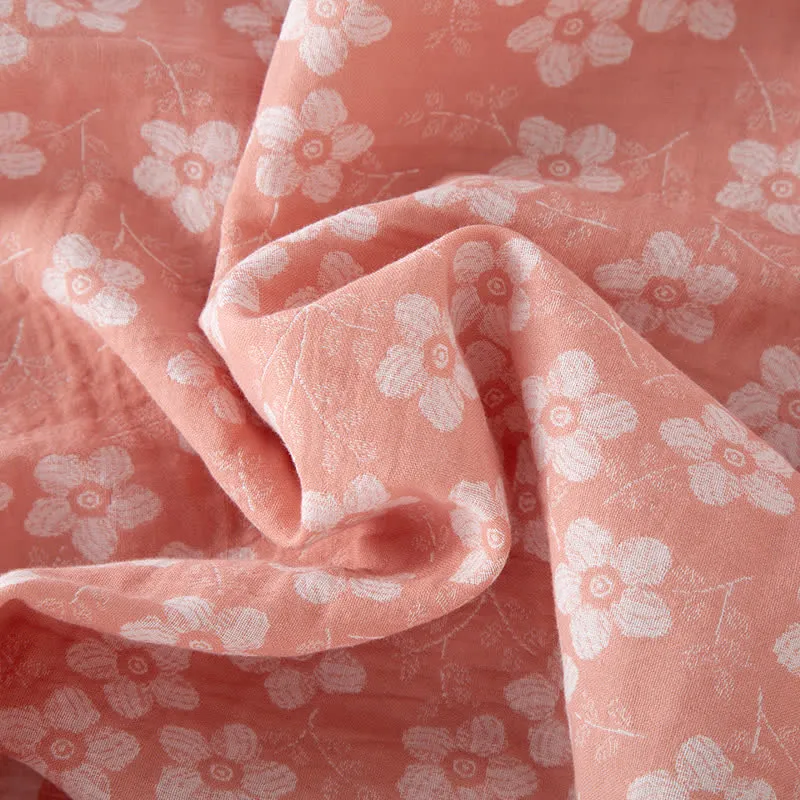Retro-Pyjama-Set aus garngefärbtem Baumwolljacquard mit Blumenmuster