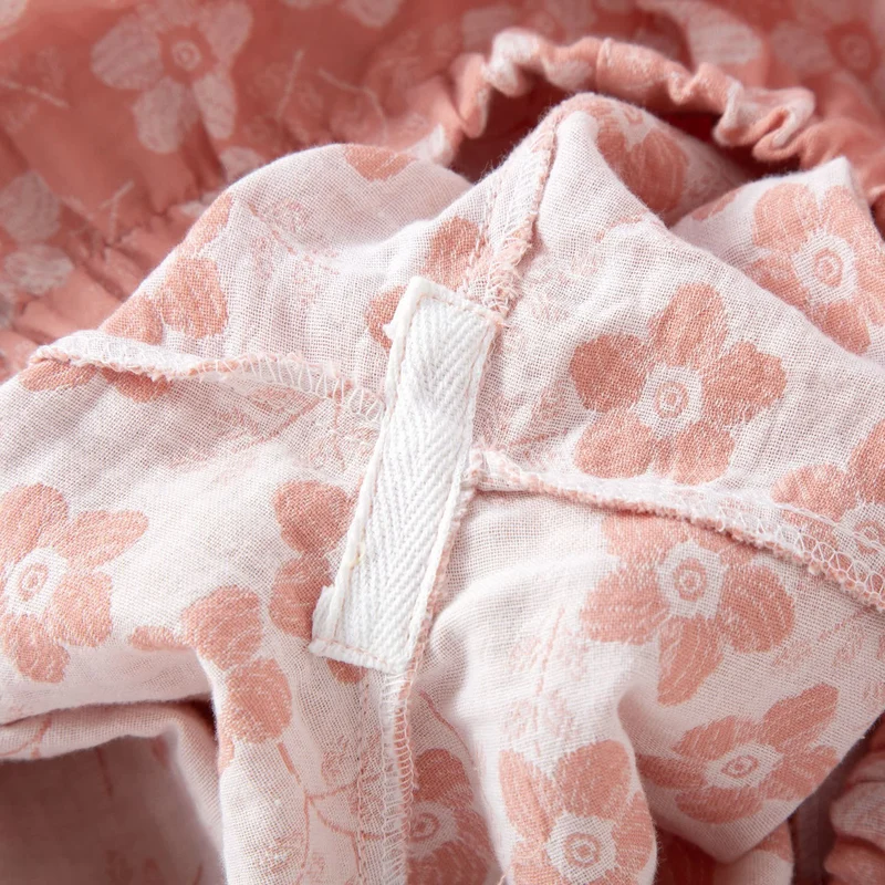 Retro-Pyjama-Set aus garngefärbtem Baumwolljacquard mit Blumenmuster