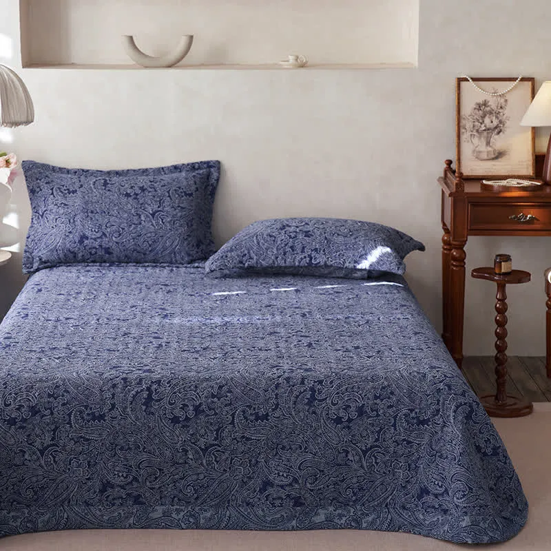 Gesteppte Vintage Paisley Baumwollgaze Bettdecke
