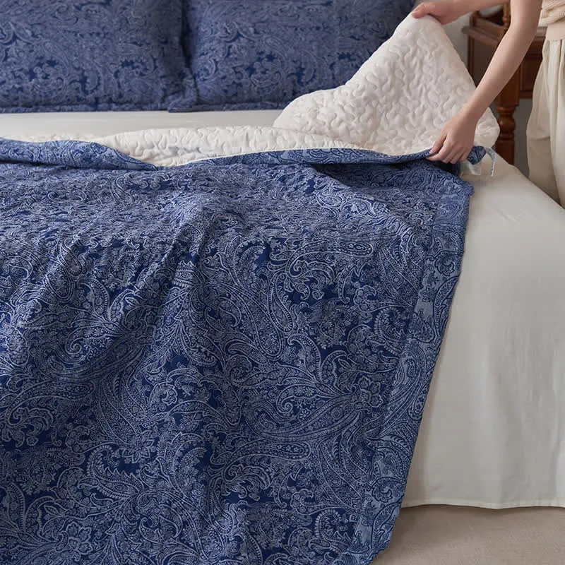 Gesteppte Vintage Paisley Baumwollgaze Bettdecke