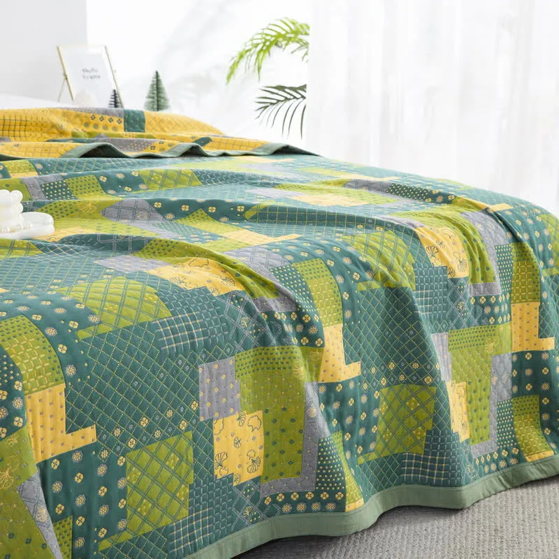 Vintage Patchwork Baumwollgaze Jacquard Bettdecke