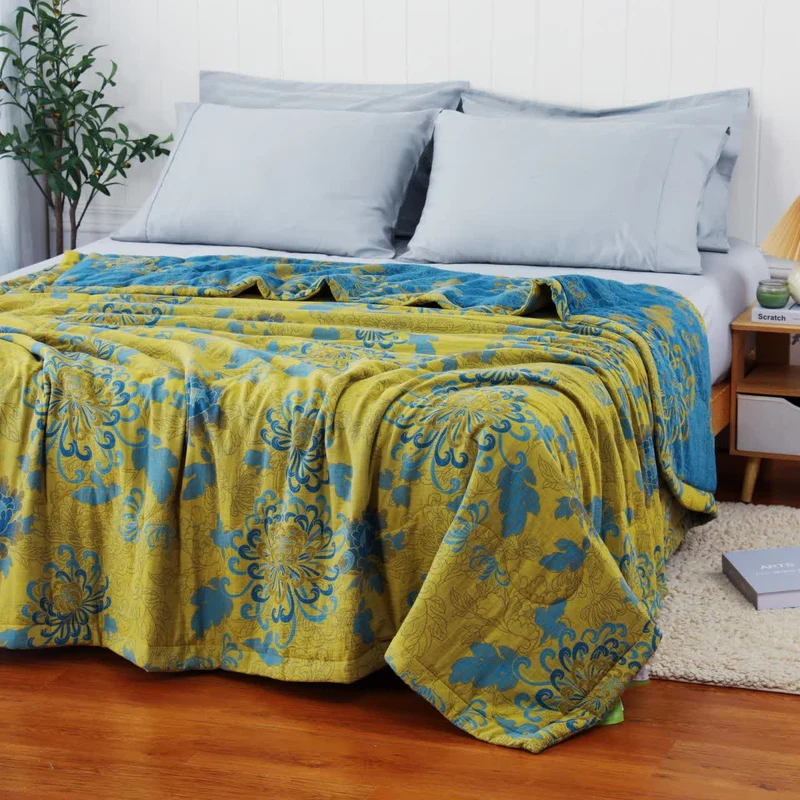 Sommersteppdecke aus reiner Baumwolle mit Doppelgarn im Retro-Jacquard-Stil