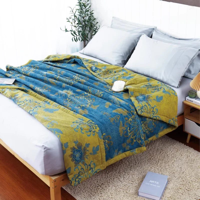 Sommersteppdecke aus reiner Baumwolle mit Doppelgarn im Retro-Jacquard-Stil