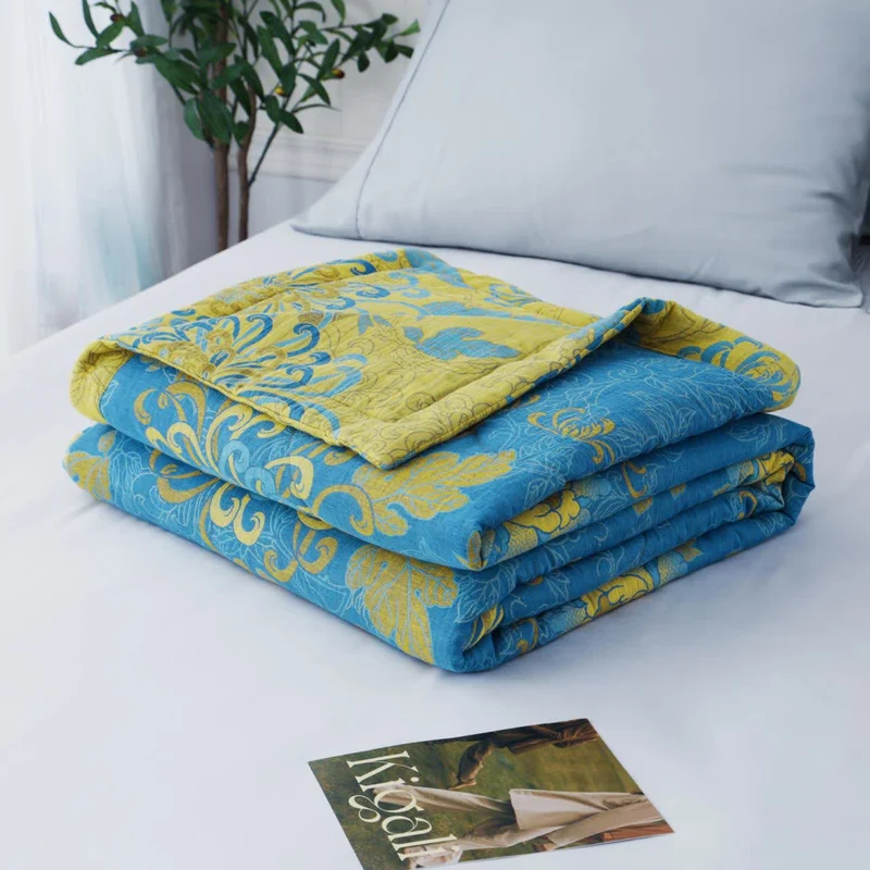 Sommersteppdecke aus reiner Baumwolle mit Doppelgarn im Retro-Jacquard-Stil