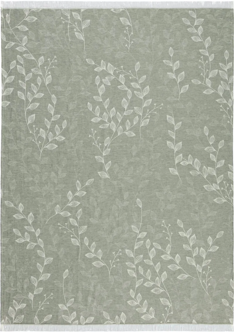 Biederlack Leinen-Plaid Leaves 130x180cm